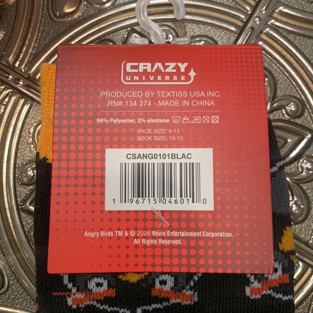 🌹NWT • CRAZY UNIVERSE ANGRY BIRDS • Unisex CREW SOCKS • MADE IN USA - Picture 4 of 6